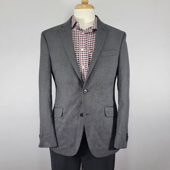 Kenneth Cole Reaction Men's Sport Coat Blazer Two Button Gray Polyester Blend 40